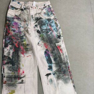 Acne Studios 1981 Wide-Leg Trompe-L’Oeil Painted Jeans